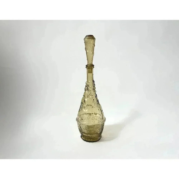 Empoli Ultra Tall Yellow Fruit & Grapes Midcentury Glass Genie Bottle - Picture 1 of 10